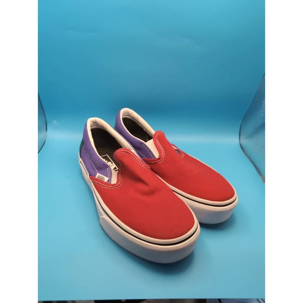 platform multicolor red purple green vans is mens‎ 6 women's 7.5
